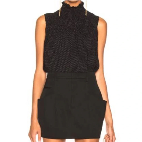 Frame denim noir polka dot smocked blouse - Picture 2 of 12